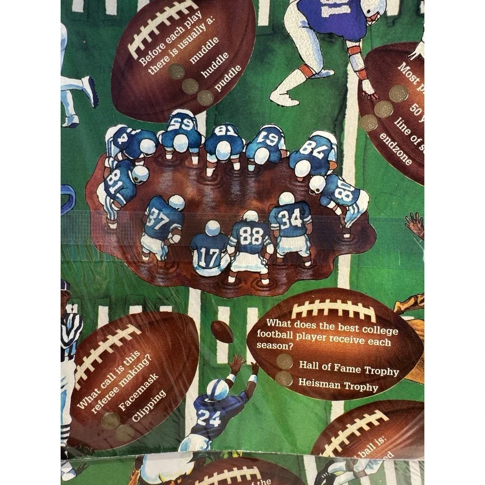 VTG 1996 Scratch Wrap Football Trivia Gift Wrapping Paper NIP Novelty Party 1/9
